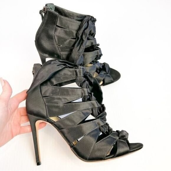 ALEXANDRE BIRMAN Sandals womens size 8.5 black Tie Silk Gladiator Sandals - Picture 8 of 13
